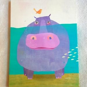 Oopsy Daisy Canvas Wall Art - Happy Hippo 18x24